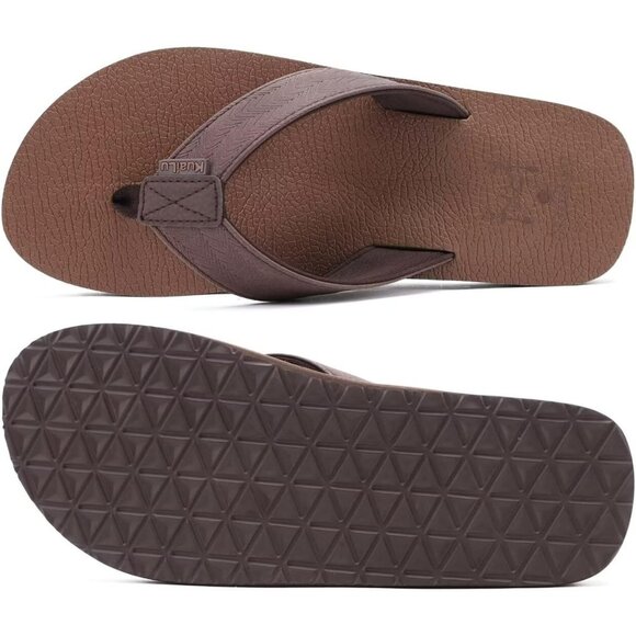 〽️ Men\'s Flip Flop Sandal Coffee Leather Slip On Arch Support Comfort Shoes main image 4